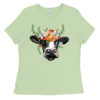 Matcha holstein cow head Ladies Tee - BarkalooDesign