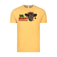 Vintage Mustard Merry Christmas Calf Vintage Tee - RanaPortraitStore