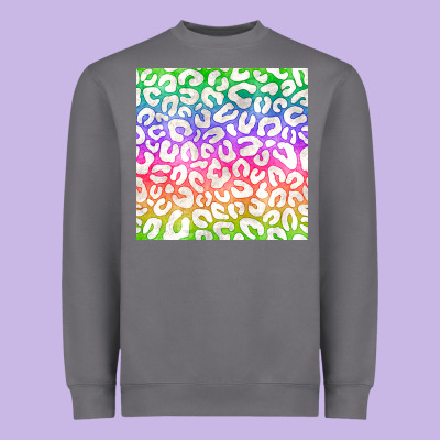 Watercolor Rainbow Leopard Seamless Pattern Heavyweight Sweatshirt Designed By Bundleandbundleshop