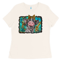 Baby Pig With Leopard Background Ladies Tee | Teevron