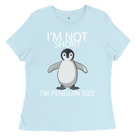 Baby Blue I'm Not Short I'm Penguin Size Ladies Tee - Bettercallsaul