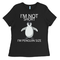 Black I'm Not Short I'm Penguin Size Ladies Tee - Bettercallsaul