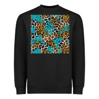 Turquoise Glitter Cowhide Leopard Seamless Pattern Heavyweight Sweatshirt | Teevron
