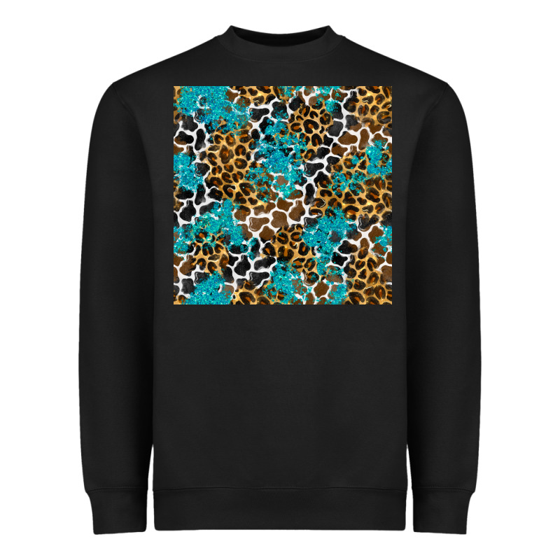 Turquoise Glitter Cowhide Leopard Seamless Pattern Heavyweight Sweatshirt by BundleAndBundleShop | Teevron