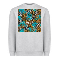 Heather Grey turquoise glitter cowhide leopard seamless pattern Heavyweight Sweatshirt - BundleAndBundleShop