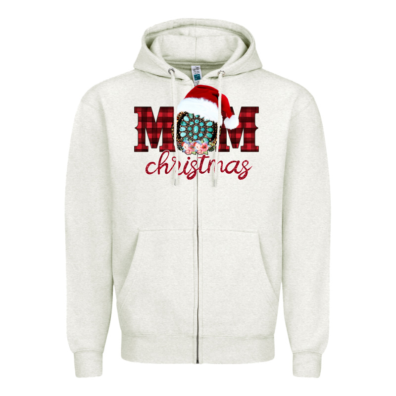 Mom Christmas Zipper Hoodie by CowhideDigitalArt | Teevron
