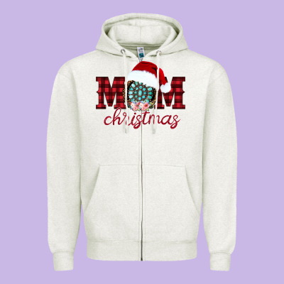 Mom Christmas Zipper Hoodie Designed By Cowhidedigitalart