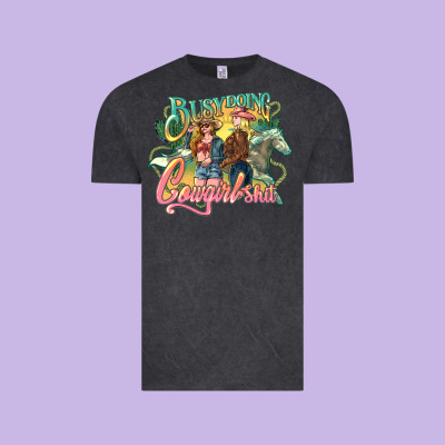 Busy Doing Cowgirl Shit Vintage Tee Designed By Howdyjamesfarm
