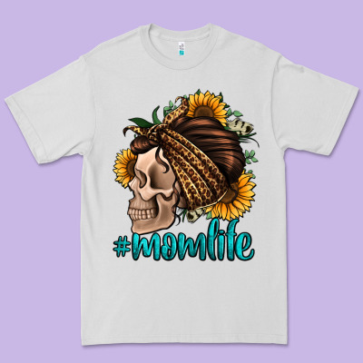 Momlife Skull With Bandana Premium Tee Designed By Jasminsmagicworld