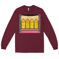 Burgundy glitter pencil Long Sleeve Tee - CowGirlArtShop