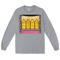 Heather Grey glitter pencil Long Sleeve Tee - CowGirlArtShop