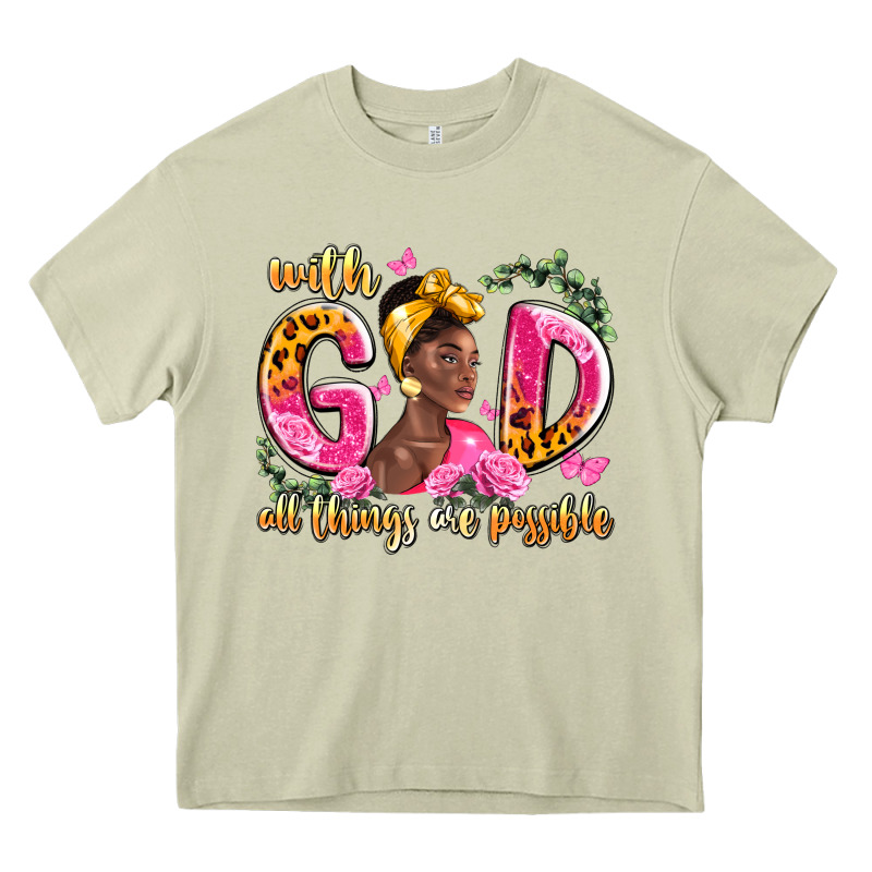 With God All Things Are Possible Black Woman Heavy Core Tee by LillyAllenDesigns | Teevron