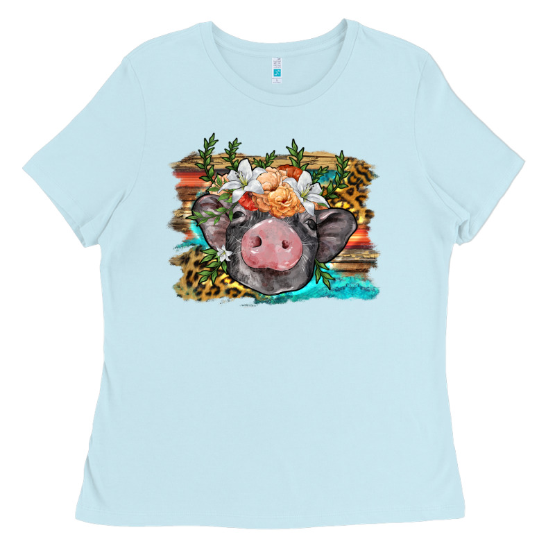 Baby Pig With Floral And Western Background Ladies Tee by BarkalooDesign | Teevron