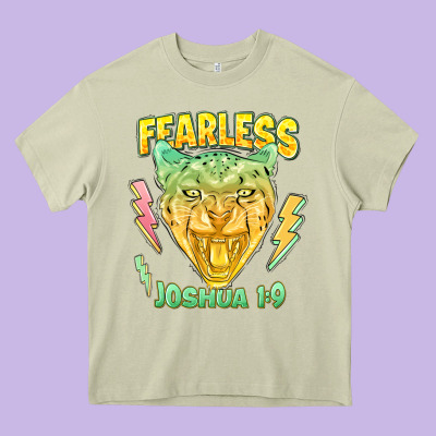 Fearless Joshua 1 9 Cheetah Heavy Core Tee Designed By Lillyallendesigns