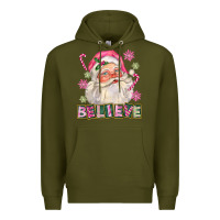 Army Green Pink Believe Santa Christmas Premium Hoodie - FaDigitalArtStudio
