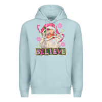Blue Mist Pink Believe Santa Christmas Premium Hoodie - FaDigitalArtStudio