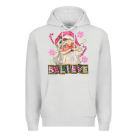 Dove Grey Pink Believe Santa Christmas Premium Hoodie - FaDigitalArtStudio