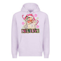 Lilac Pink Believe Santa Christmas Premium Hoodie - FaDigitalArtStudio