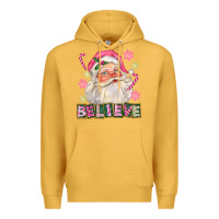 Mustard Pink Believe Santa Christmas Premium Hoodie - FaDigitalArtStudio
