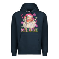 Navy Pink Believe Santa Christmas Premium Hoodie - FaDigitalArtStudio