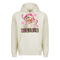 Oatmeal Heather Pink Believe Santa Christmas Premium Hoodie - FaDigitalArtStudio