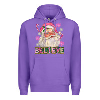 Purple Pink Believe Santa Christmas Premium Hoodie - FaDigitalArtStudio