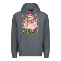 Rock Pink Believe Santa Christmas Premium Hoodie - FaDigitalArtStudio