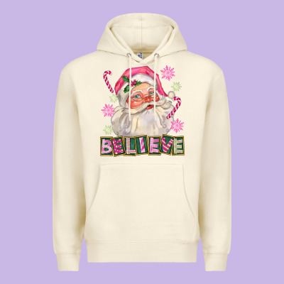 Pink Believe Santa Christmas Premium Hoodie Designed By Fadigitalartstudio