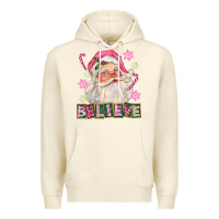 Sandshell Pink Believe Santa Christmas Premium Hoodie - FaDigitalArtStudio