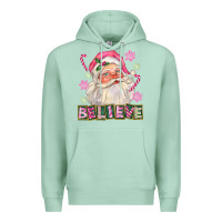 Seafoam Pink Believe Santa Christmas Premium Hoodie - FaDigitalArtStudio