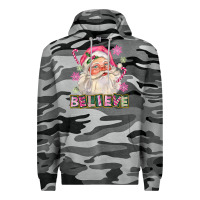 Slate Camo Pink Believe Santa Christmas Premium Hoodie - FaDigitalArtStudio