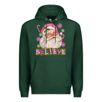 Sports Green Pink Believe Santa Christmas Premium Hoodie - FaDigitalArtStudio