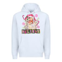 White Pink Believe Santa Christmas Premium Hoodie - FaDigitalArtStudio