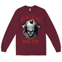 Burgundy It Movie Pennywise We All Float Down Here Long Sleeve Tee - minhPixels