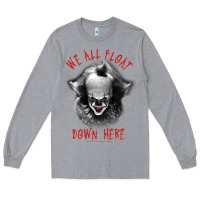 Heather Grey It Movie Pennywise We All Float Down Here Long Sleeve Tee - minhPixels