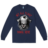 Navy It Movie Pennywise We All Float Down Here Long Sleeve Tee - minhPixels