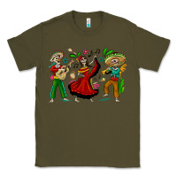 Army Green Mexican Skeletons Classic Tee - texasbilliewilder