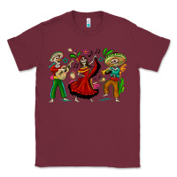 Burgundy Mexican Skeletons Classic Tee - texasbilliewilder