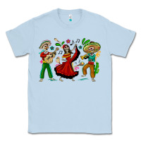 Dusty Blue Mexican Skeletons Classic Tee - texasbilliewilder