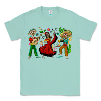 Seafoam Mexican Skeletons Classic Tee - texasbilliewilder