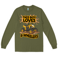 Army Green Kids Atv Outfit 4 Wheeler Mudding Gift- Boys Four Wheeler Long Sleeve Tee - minhPixels