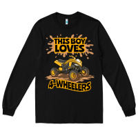 Black Kids Atv Outfit 4 Wheeler Mudding Gift- Boys Four Wheeler Long Sleeve Tee - minhPixels