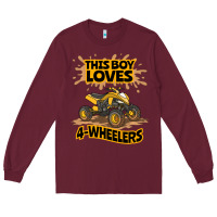 Burgundy Kids Atv Outfit 4 Wheeler Mudding Gift- Boys Four Wheeler Long Sleeve Tee - minhPixels