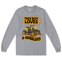 Heather Grey Kids Atv Outfit 4 Wheeler Mudding Gift- Boys Four Wheeler Long Sleeve Tee - minhPixels