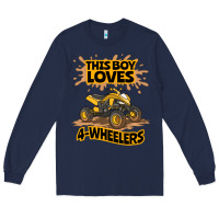 Navy Kids Atv Outfit 4 Wheeler Mudding Gift- Boys Four Wheeler Long Sleeve Tee - minhPixels