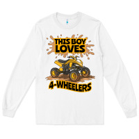 White Kids Atv Outfit 4 Wheeler Mudding Gift- Boys Four Wheeler Long Sleeve Tee - minhPixels