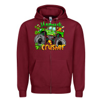 Burgundy Shamrock Crusher Zipper Hoodie - CowhideDigitalArt