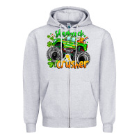 Heather Grey Shamrock Crusher Zipper Hoodie - CowhideDigitalArt