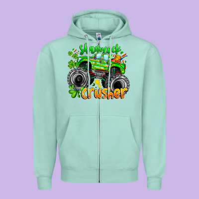 Shamrock Crusher Zipper Hoodie Designed By Cowhidedigitalart