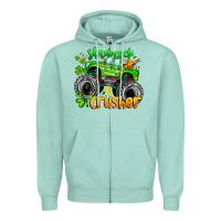 Seafoam Shamrock Crusher Zipper Hoodie - CowhideDigitalArt